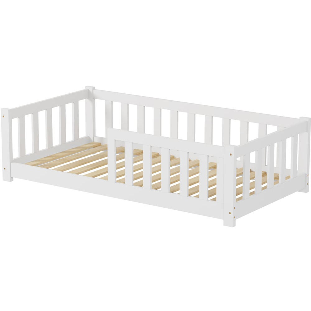 FurnitureHMD White Pine Wood Kids Bed Frame Image 3