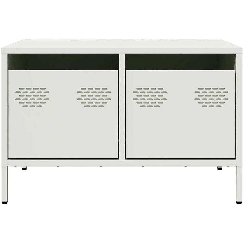 vidaXL 2 Drawer White Cold-Rolled Steel TV Cabinet Image 6