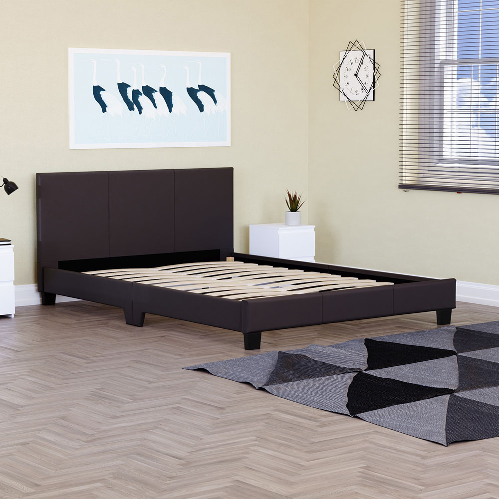 Vida Designs Lisbon Double Brown Faux Leather Bed Frame Image 6