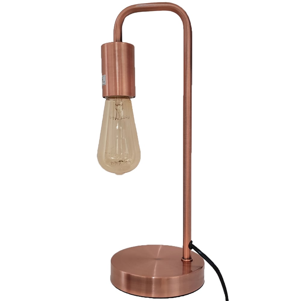 Kliving Rose Gold Filament Bulb Brushed Copper Caitlin Industrial Table Lamp Image 1