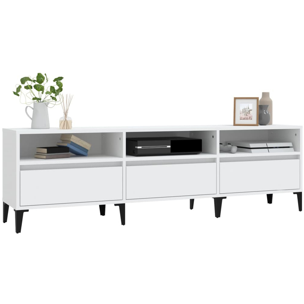 vidaXL 3 Door 3 Shelf White TV Cabinet Image 3