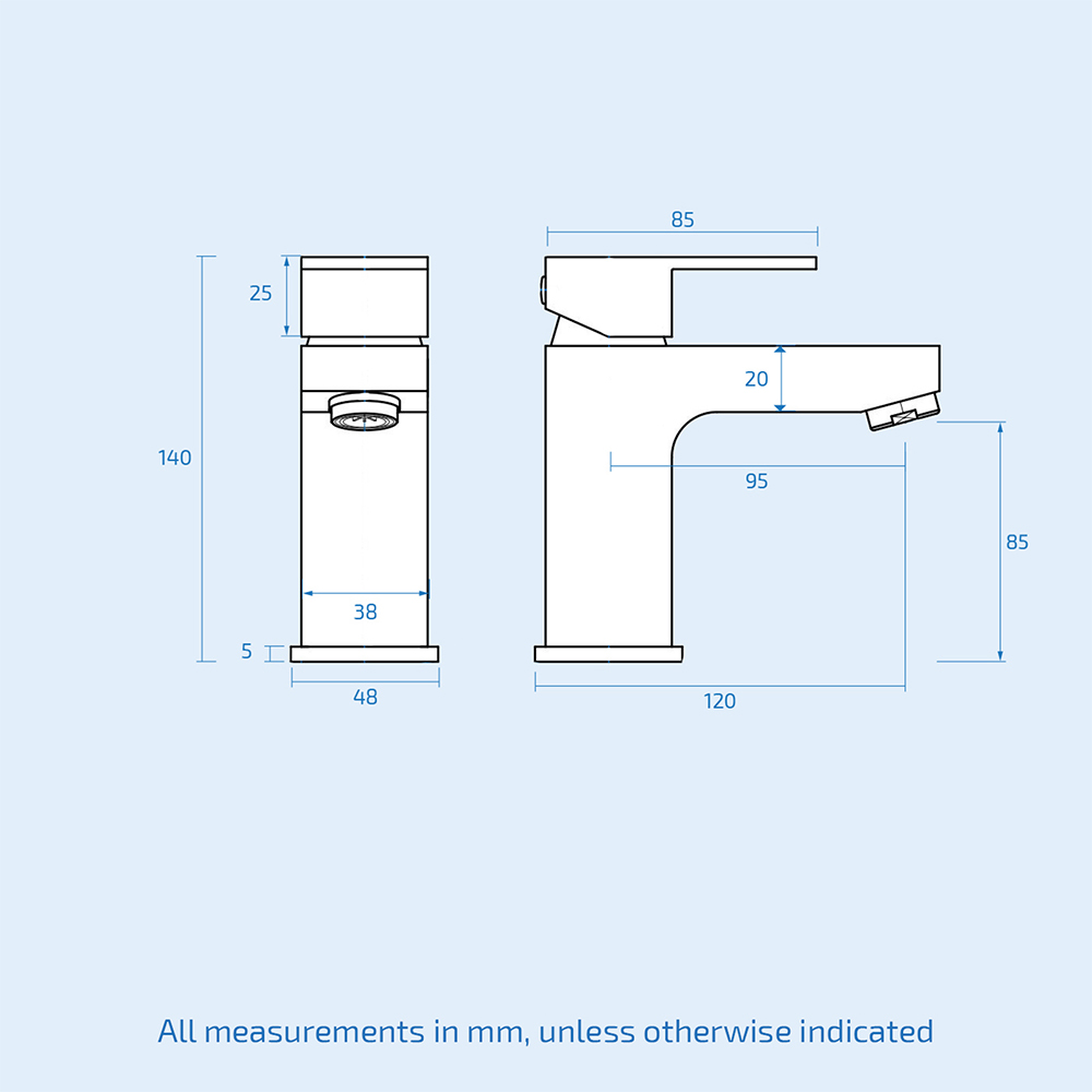Nes Home Leon Chrome Cloakroom Basin Mixer Tap with Waste Image 3