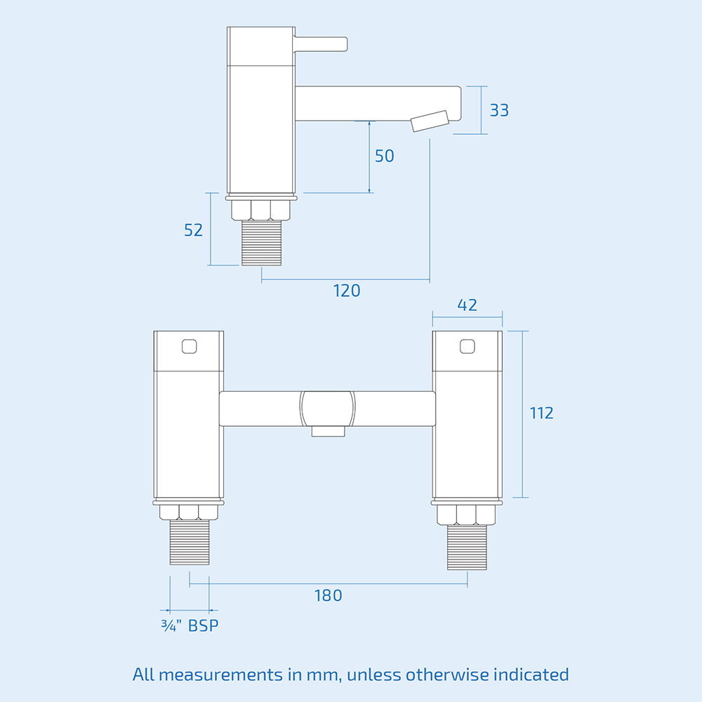 Nes Home Newport Square Chrome Bath Filler Tap and Basin Mono Mixer with Waste Image 3