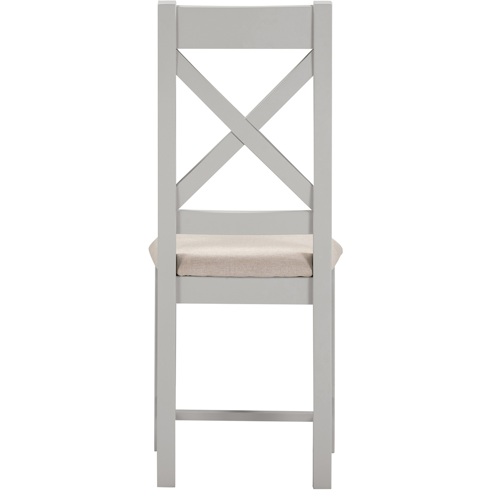 Seconique Windsor Sey of 2 Pebble Grey and Oat Fabric Cross Back Dining Chair Image 4