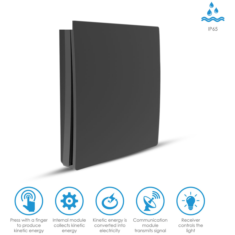 ENER-J ECO Single Gang Black Wireless Kinetic Switch and 500W RF Receiver Kit Image 6