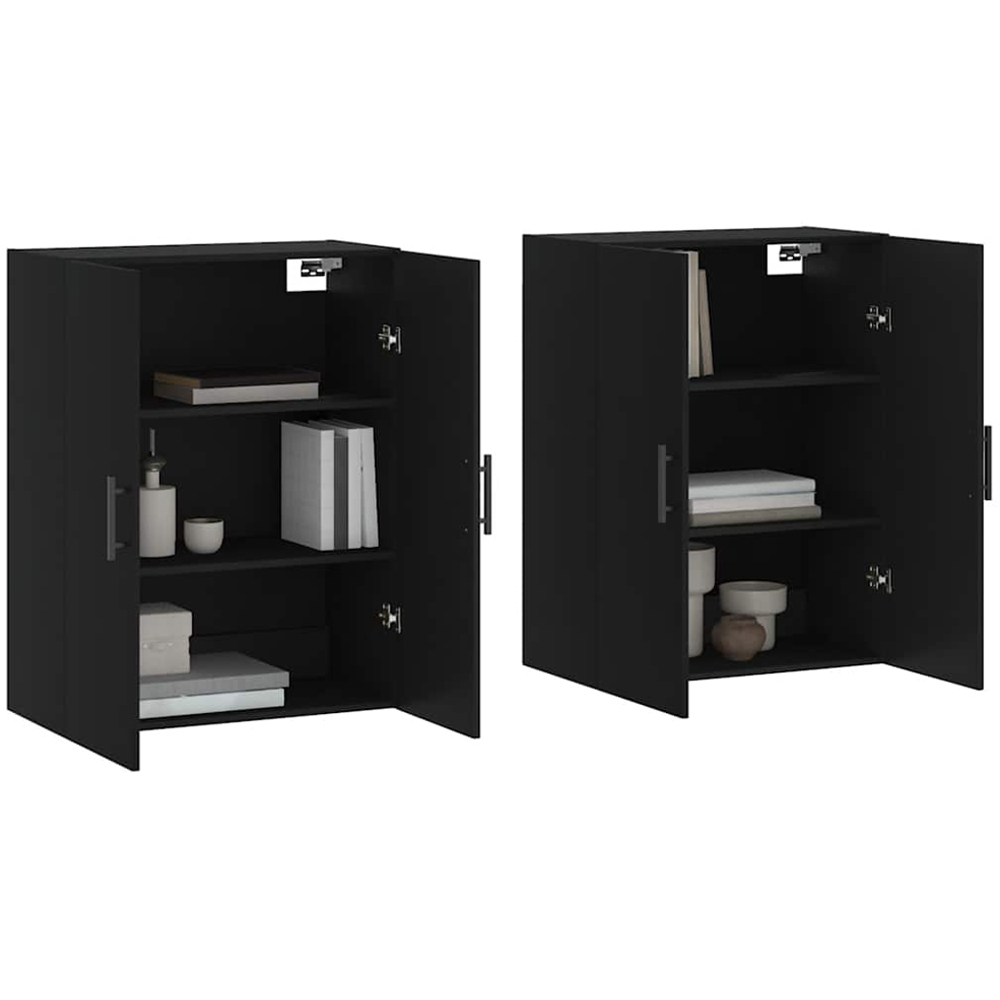 vidaXL 2 Door Black Wall Mounted Storage Cabinets 2 Pack Image 3