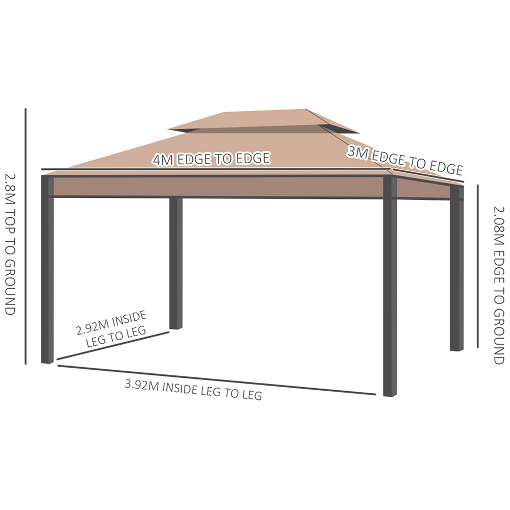 Outsunny 3 x 4m Coffee Gazebo with Roof Image 6