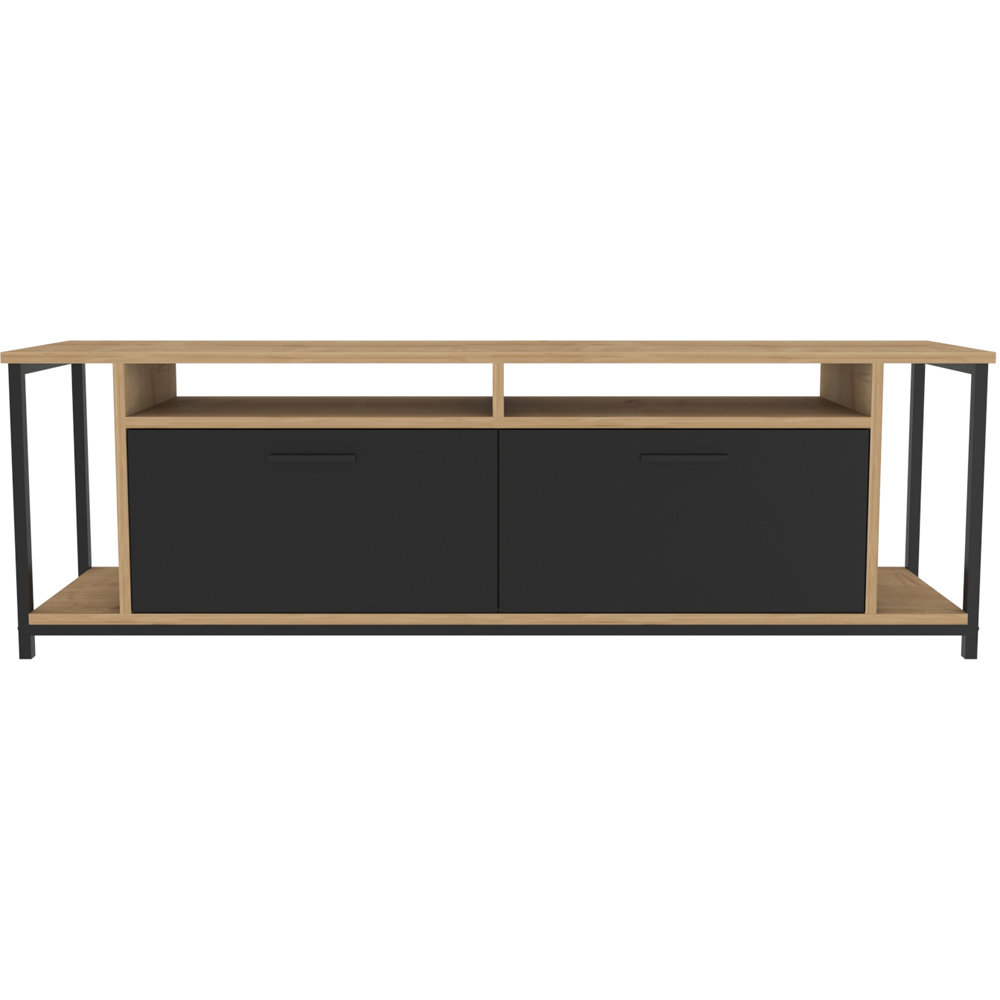 Decorotika Omar 2 Door 4 Shelf Oak and Black TV Unit Image 4