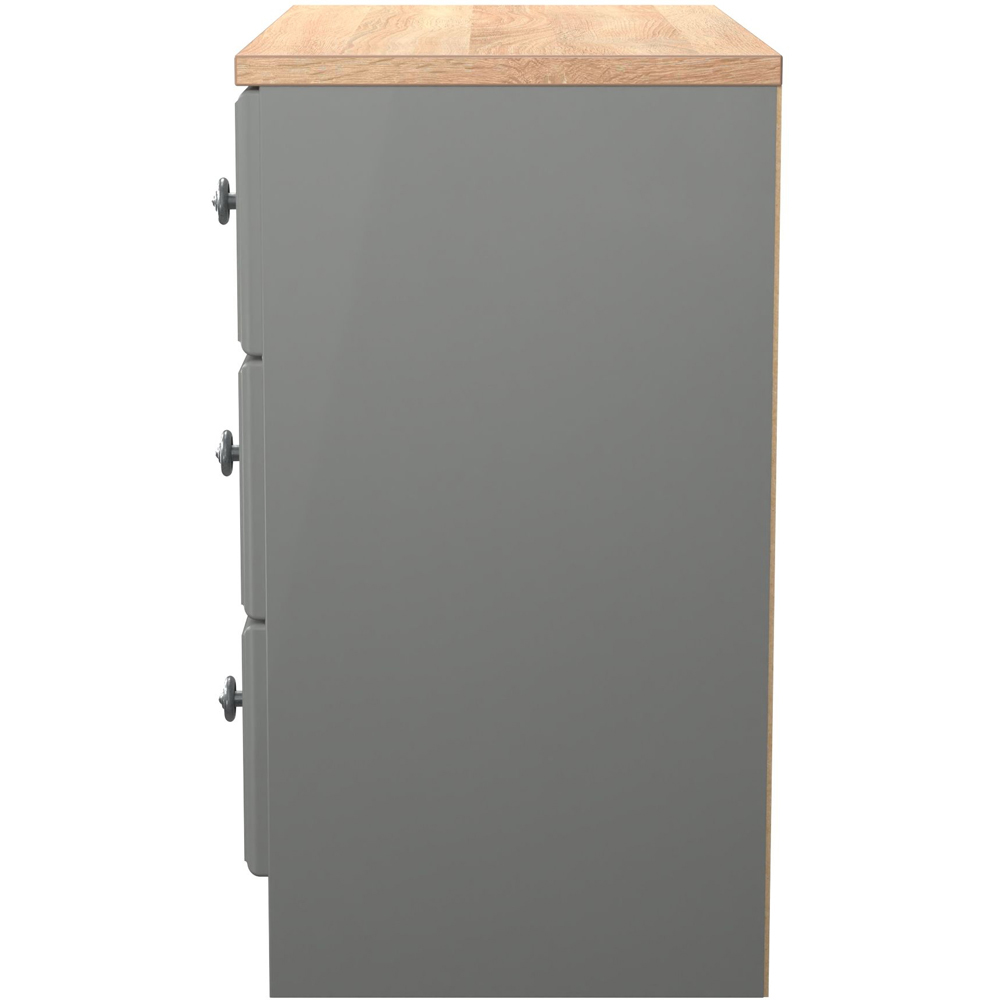 Crowndale Norfolk 3 Drawer Dusk Grey and Bardolino Oak Chest of Drawers Ready Assembled Image 3