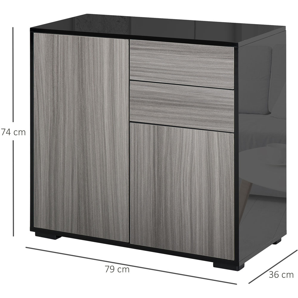 Portland 2 Door 2 Drawer Grey and Black Cabinet Image 8