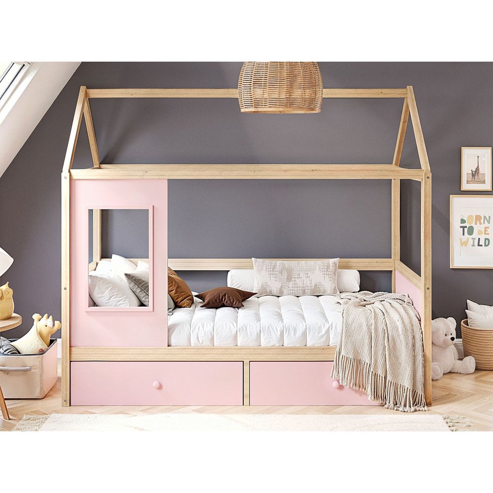 Flair Ted Pink Wooden Play House Bed Frame with Storage Image 5