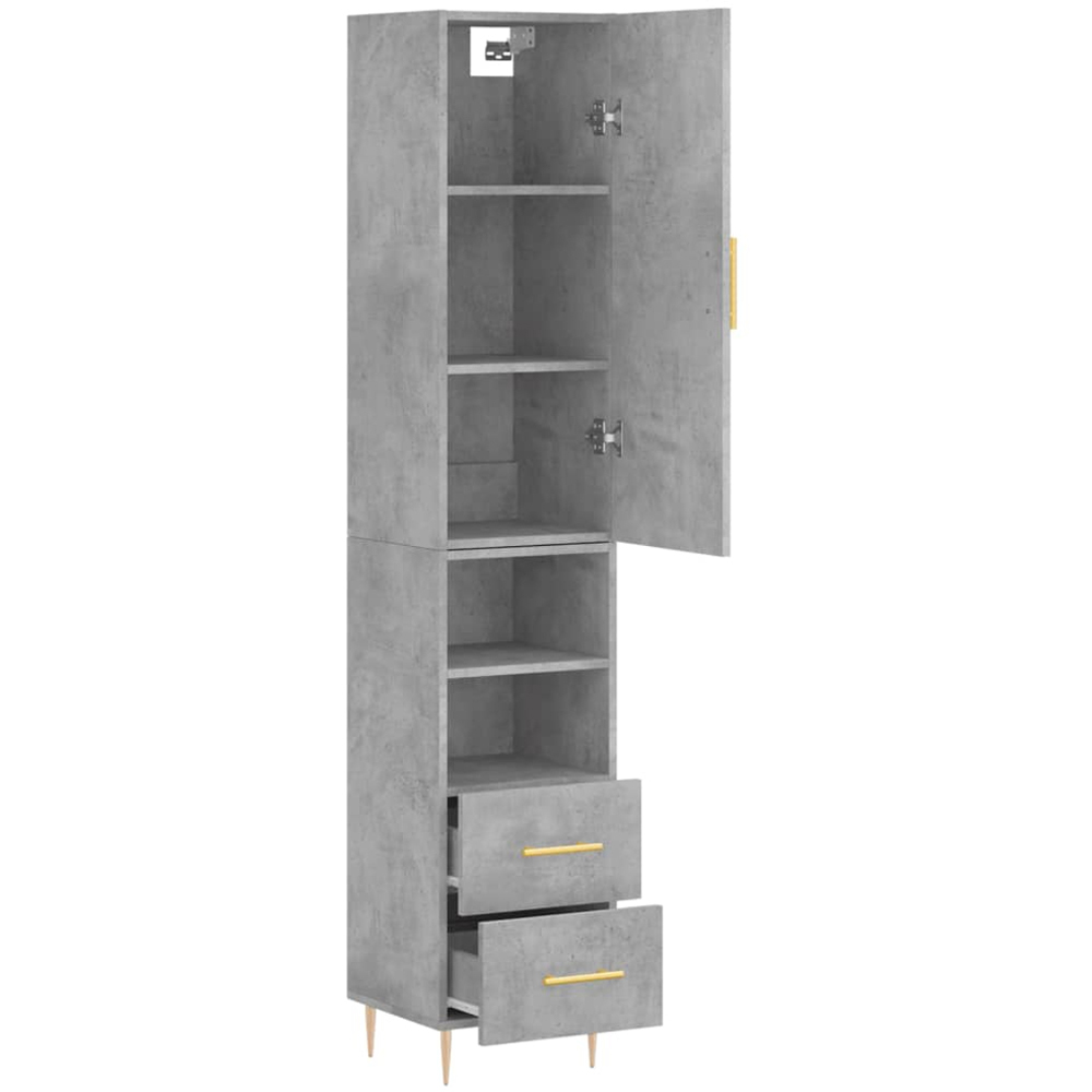 vidaXL Single Door 2 Drawer 2 Shelf Concrete Grey Highboard Image 4