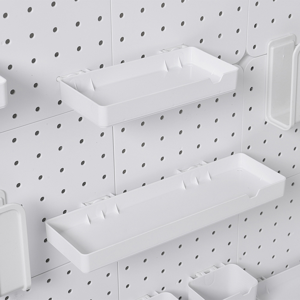 Living and Home White Square Pegboard Wall Storage Rack Image 6