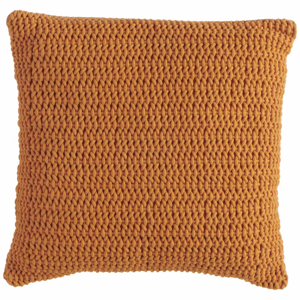 Wilko Chunky Knit Cushion Orange 46 x 46cm Image