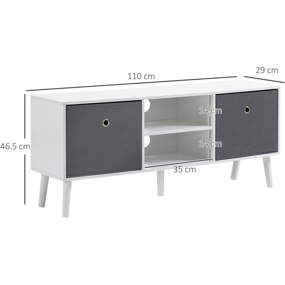 Portland 2 Foldable Drawer 2 Shelf White and Grey TV Cabinet Image 8