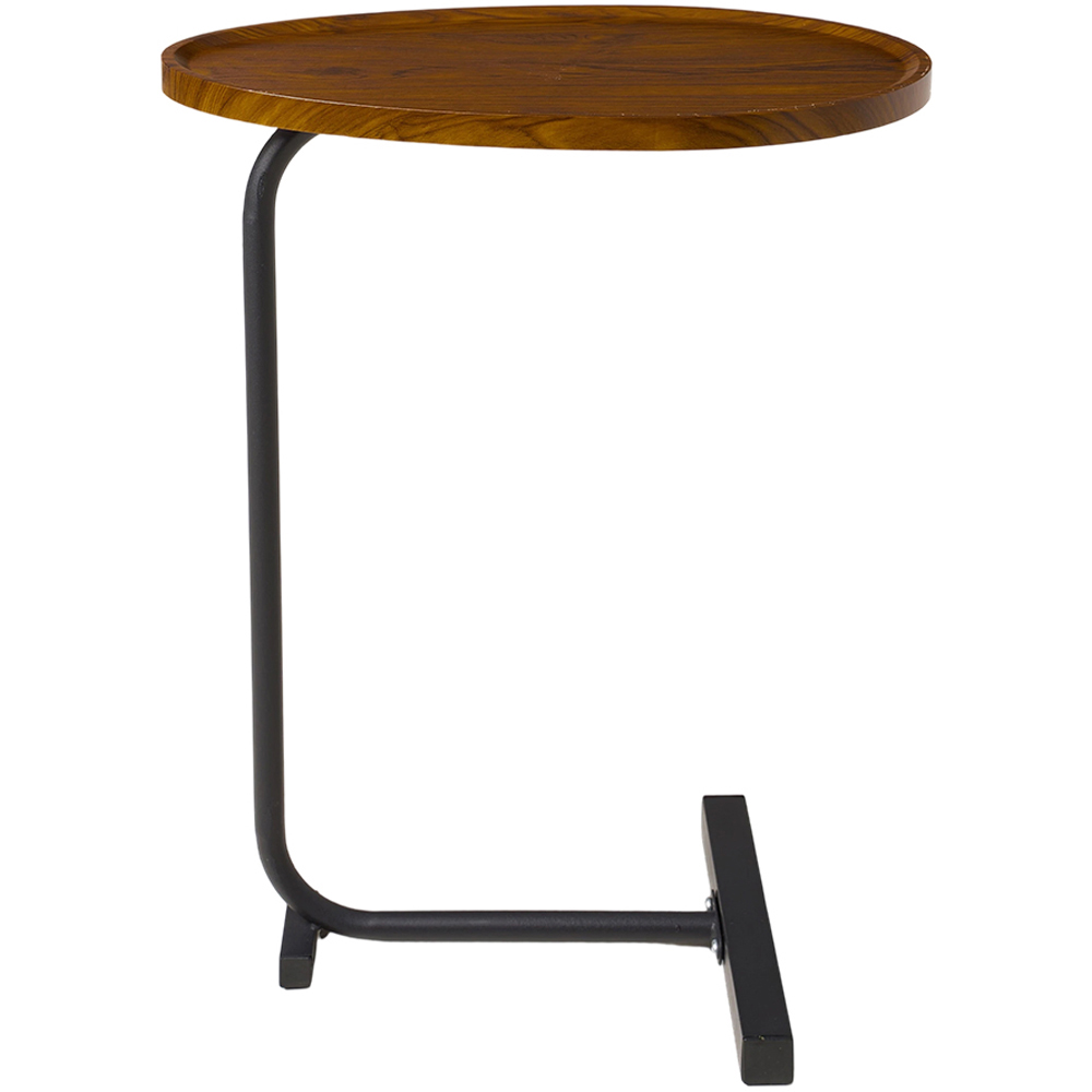 Living and Home Black and Dark Walnut C-Shape Side Table Image 3