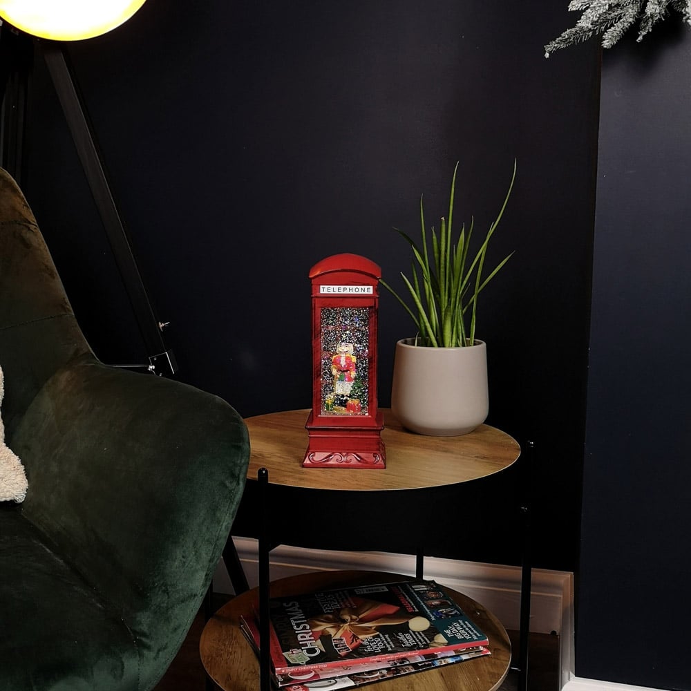 Samuel Alexander Red Telephone Box with Speaking Nutcracker Scene Glitter Water Spinner 27cm Image 7