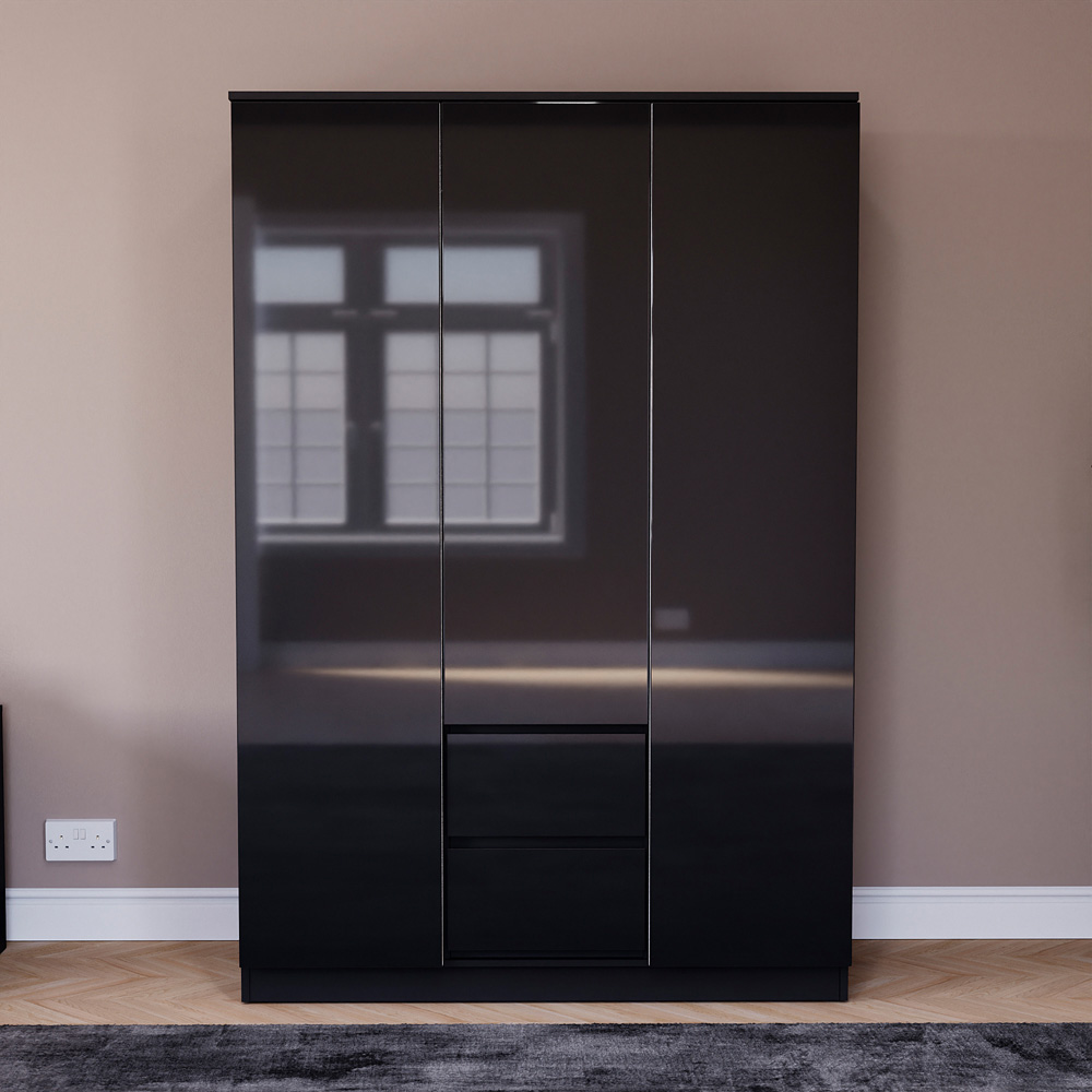 Vida Designs Glinton 3 Door 2 Drawer Black Wardrobe Image 3