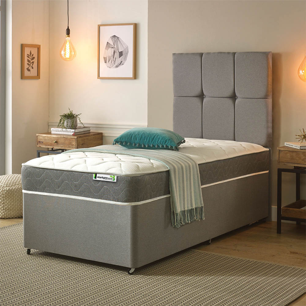 Starlight Beds Small Single Grey Hybrid Deep Memory Foam and Spring Mattress Image 2