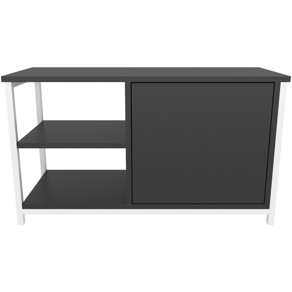 Decorotika Muskegon Single Door and 2 Open Shelf White and Anthracite TV Unit Image 2