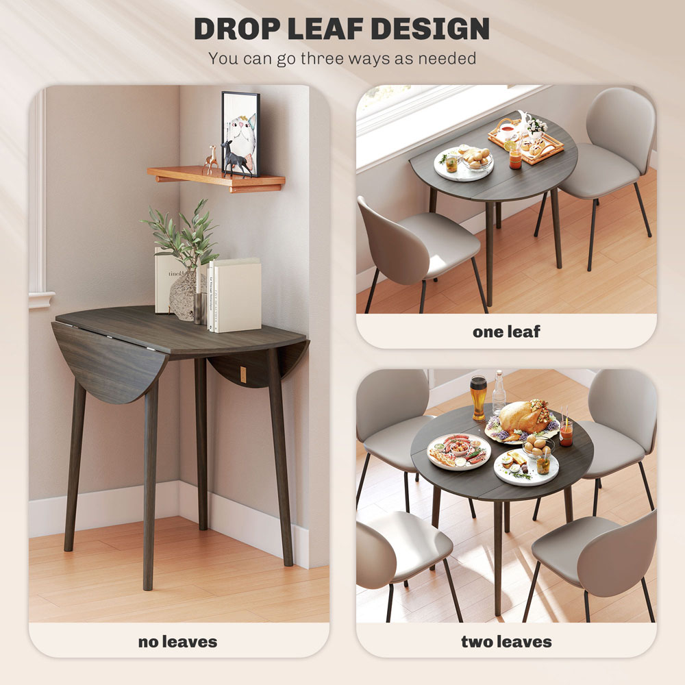 HOMCOM 4 Seater Grey Drop Leaf Dining Table Image 8