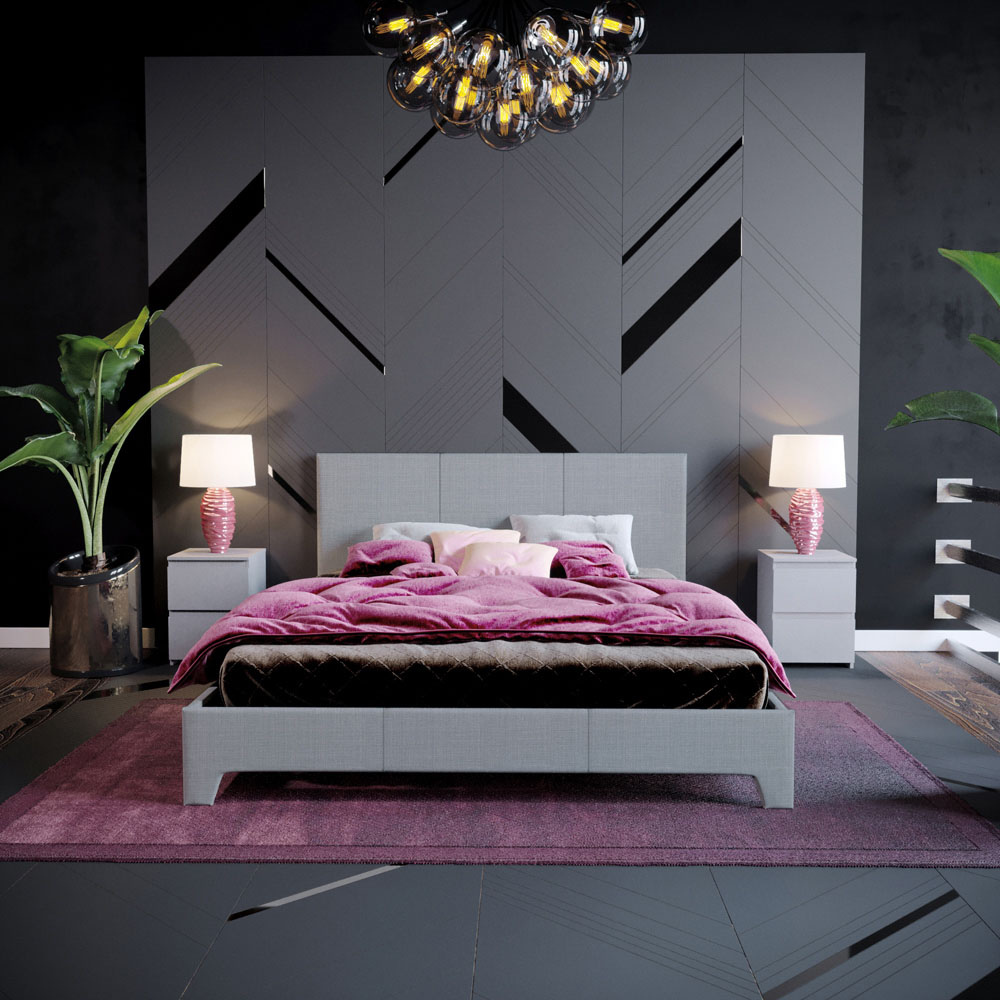 Vida Designs Victoria Double Light Grey Linen Bed Frame Image 7