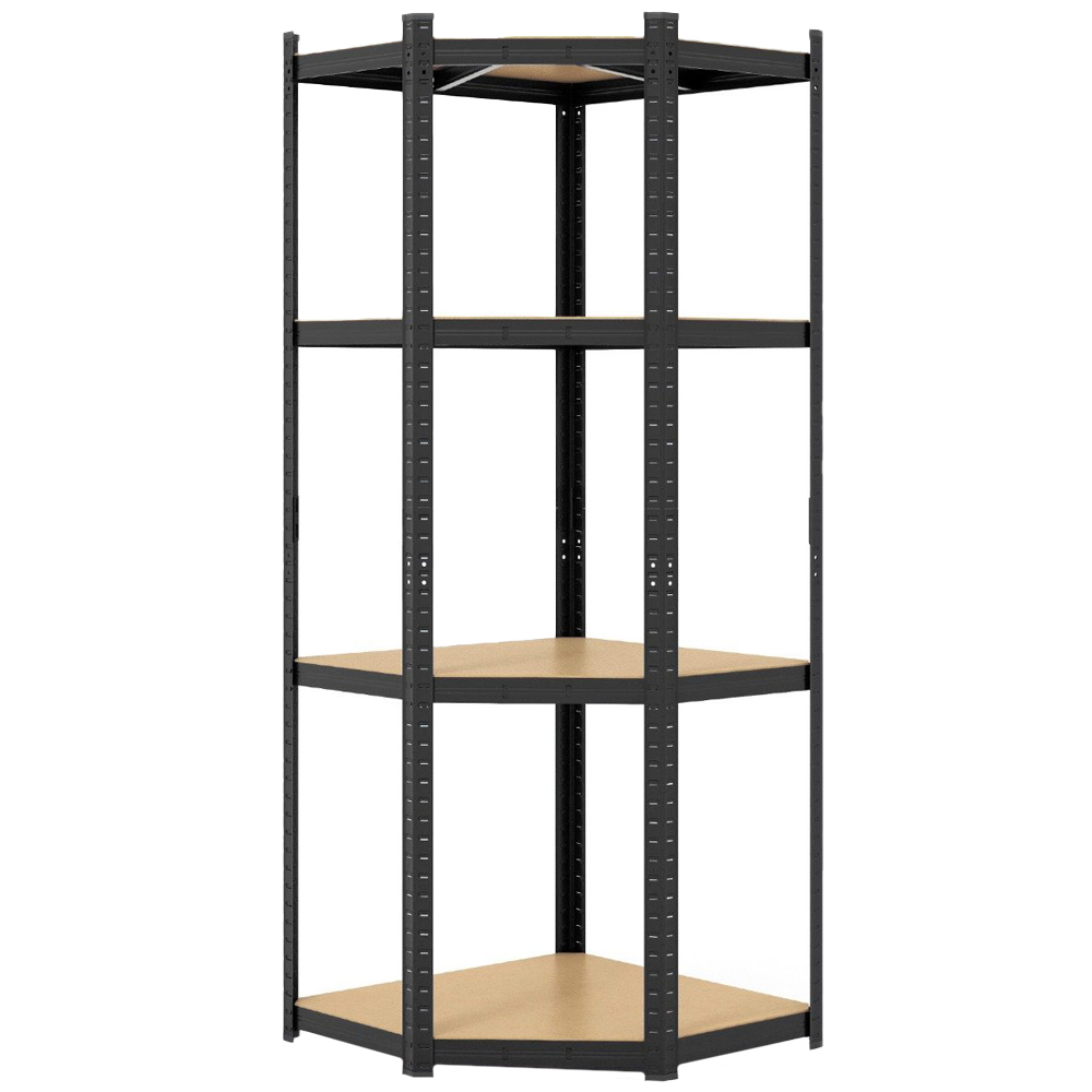 Costway 4 Shelf Black Heavy Duty Corner Shelving Unit Image 1