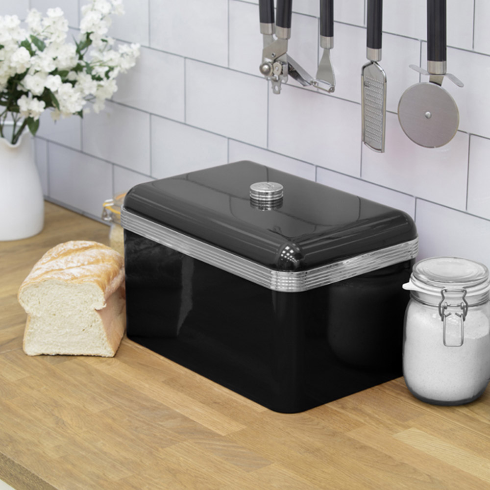 Swan Retro Black Bread Bin Image 2