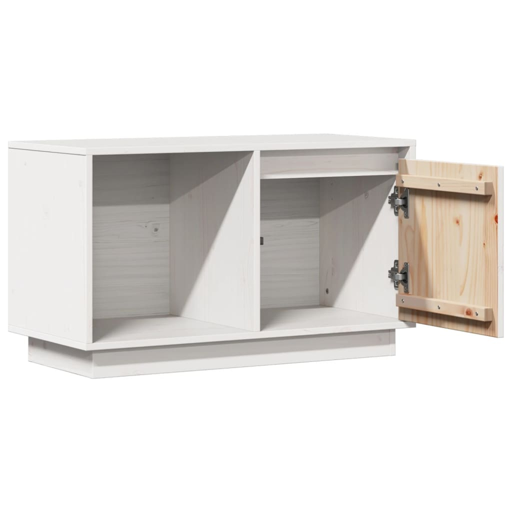 vidaXL Single Door Single Shelf White Solid Pine Wood TV Cabinet Image 5