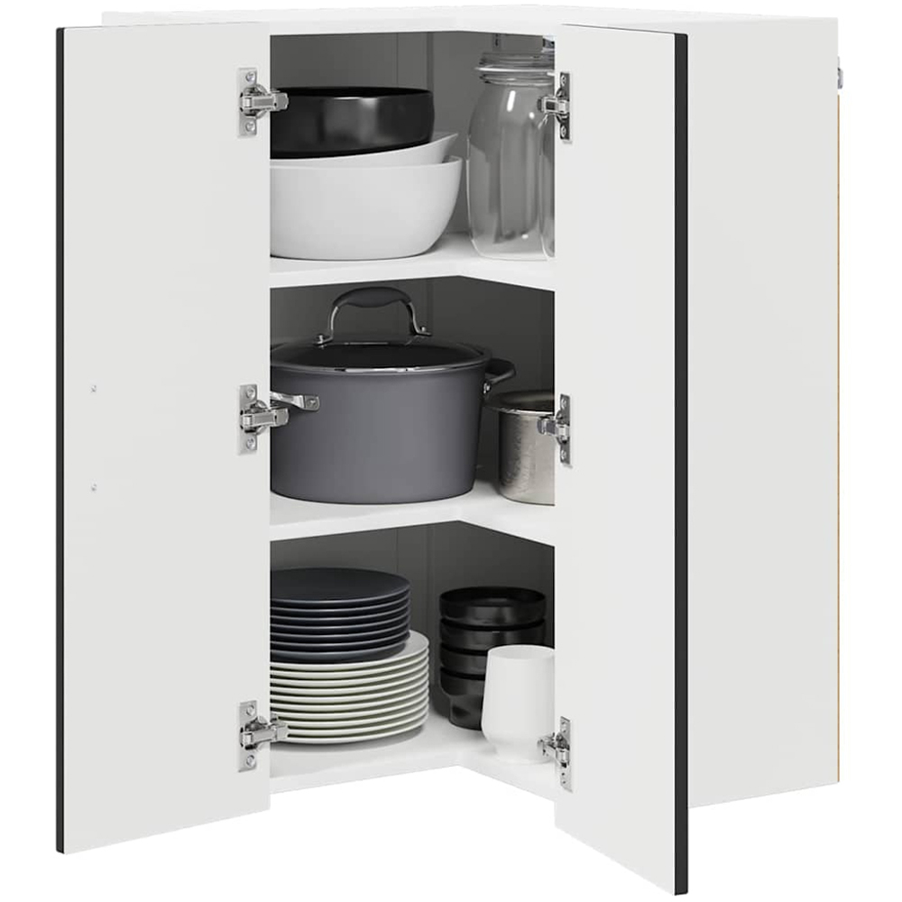 vidaXL 2 Door Black Kitchen Wall Corner Cabinet Image 3