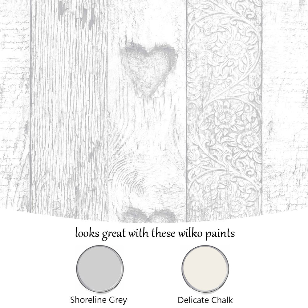 Fresco Plank Love Heart White Wallpaper Image 3