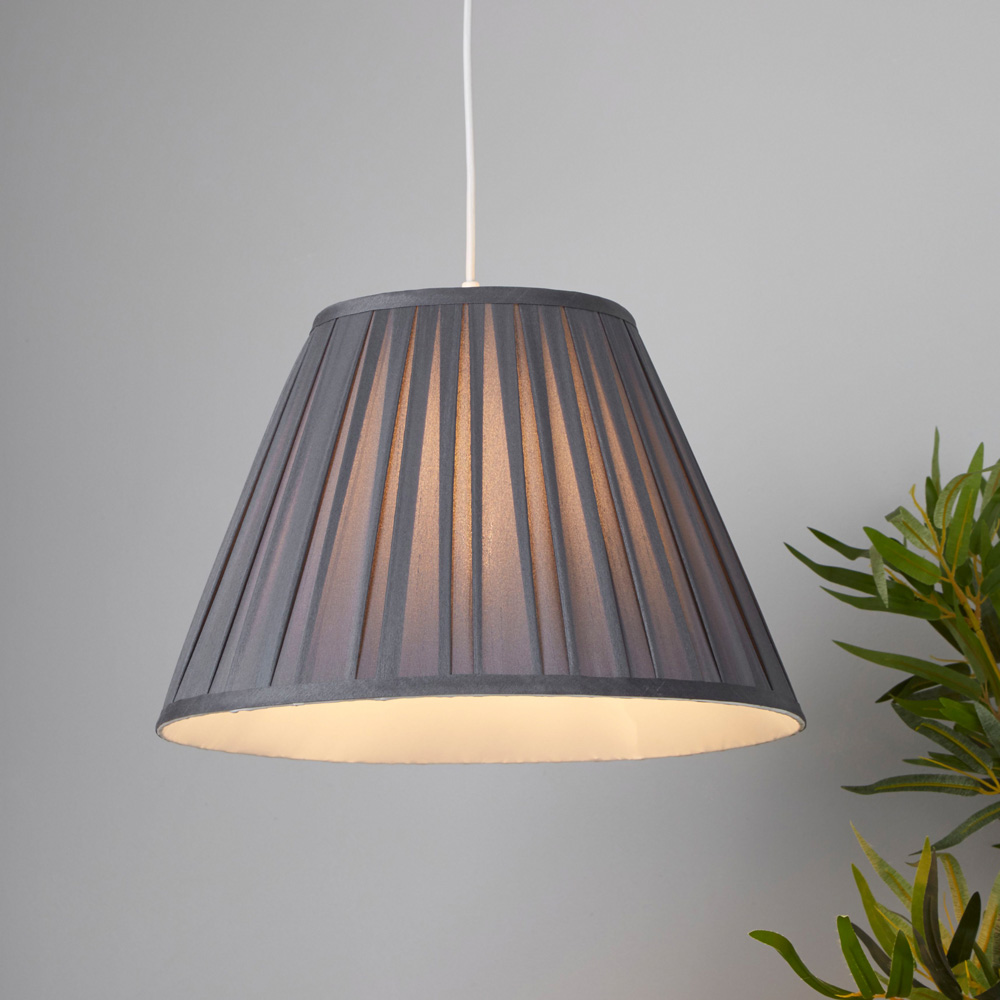 Lighting Collection Barnes Dark Grey Pleated Tapered Lamp Shade 40cm Image 2