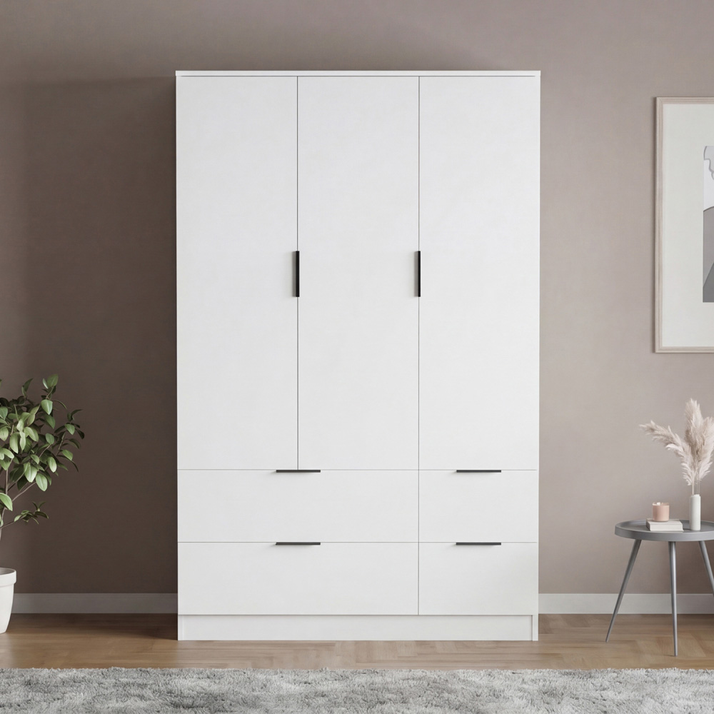 VIDA DESIGNS Trega 3 Door 4 Drawer White Wardrobe Image 3