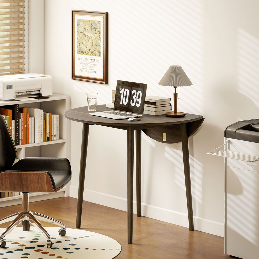 HOMCOM 4 Seater Grey Drop Leaf Dining Table Image 4