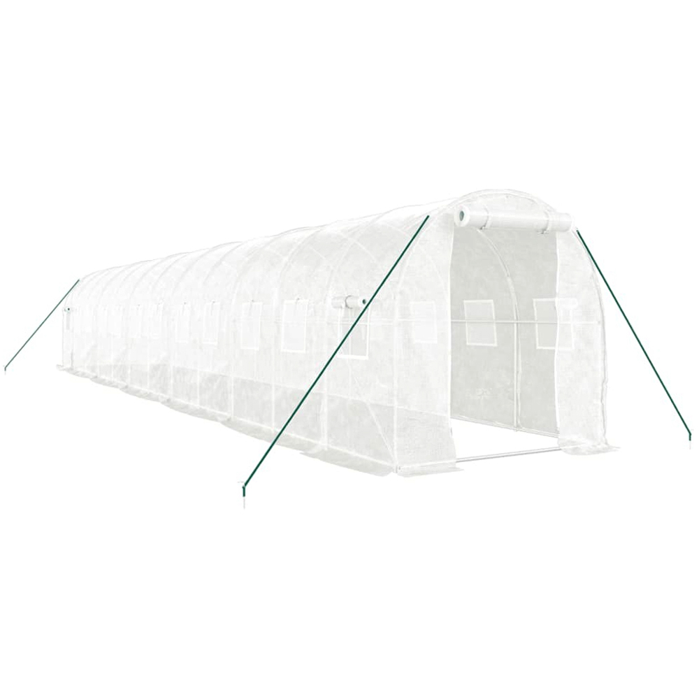 vidaXL White Polyethylene Galvanised Steel Frame 39.7 x 6.5ft Greenhouse Image 1