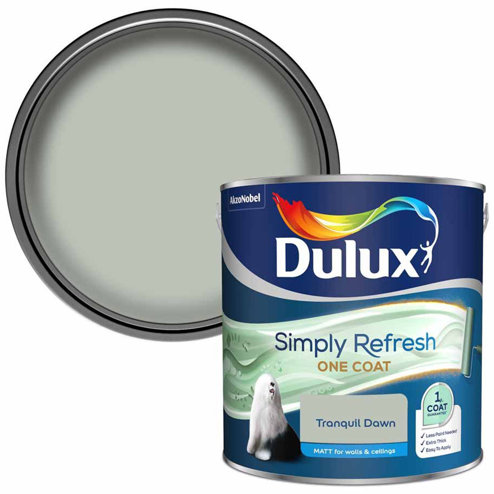 Dulux Simply Refresh Walls and Ceilings Tranquil Dawn Matt One Coat Emulsion Paint 2.5L Image 1