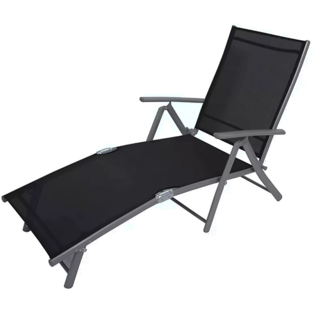 Garden Mile Grey Black Foldable Recliner Sun Lounger Image 2