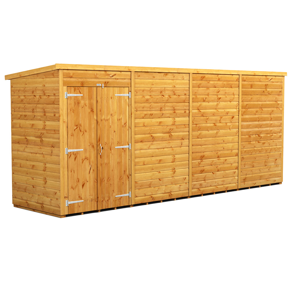 Power Sheds 16 x 4ft Double Door Pent Wooden Shed Image 1