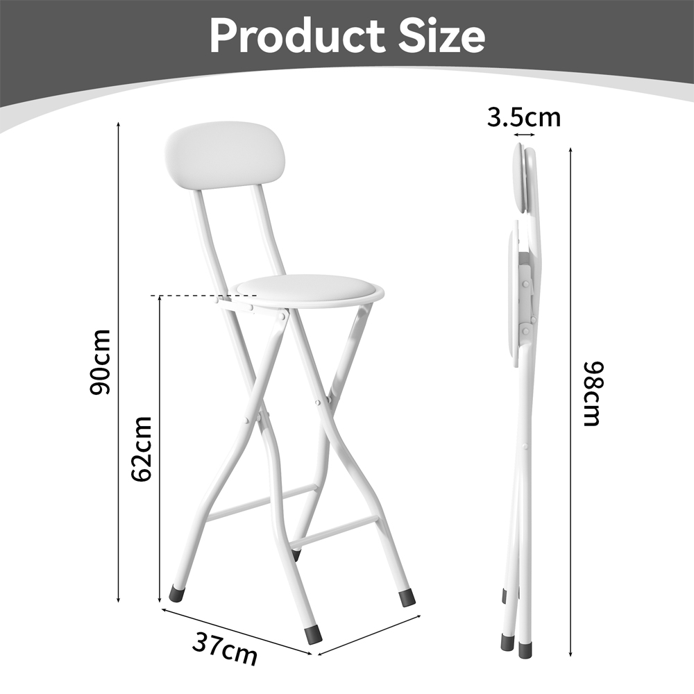 White Padded Folding Bar Stool Set of 4 Image 5