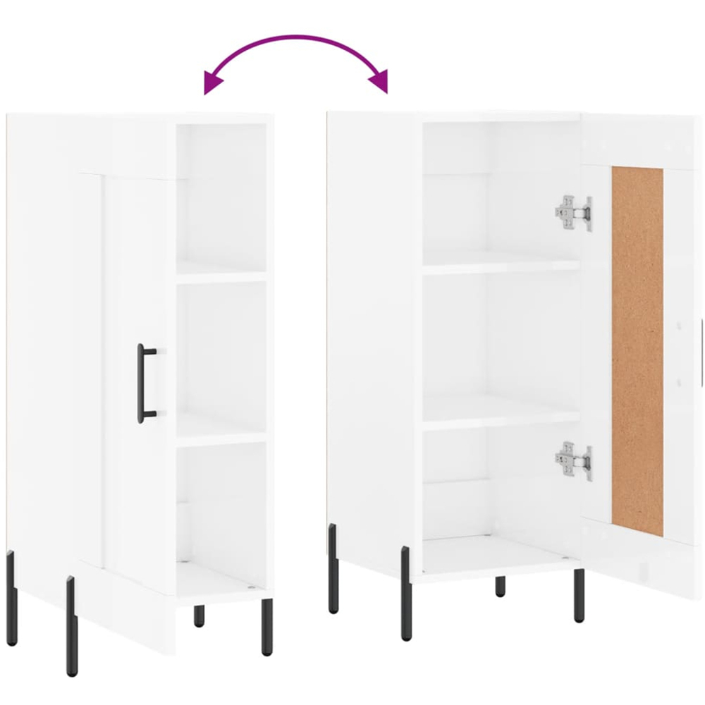 vidaXL Single Door High Gloss White Narrow Sideboard Image 9