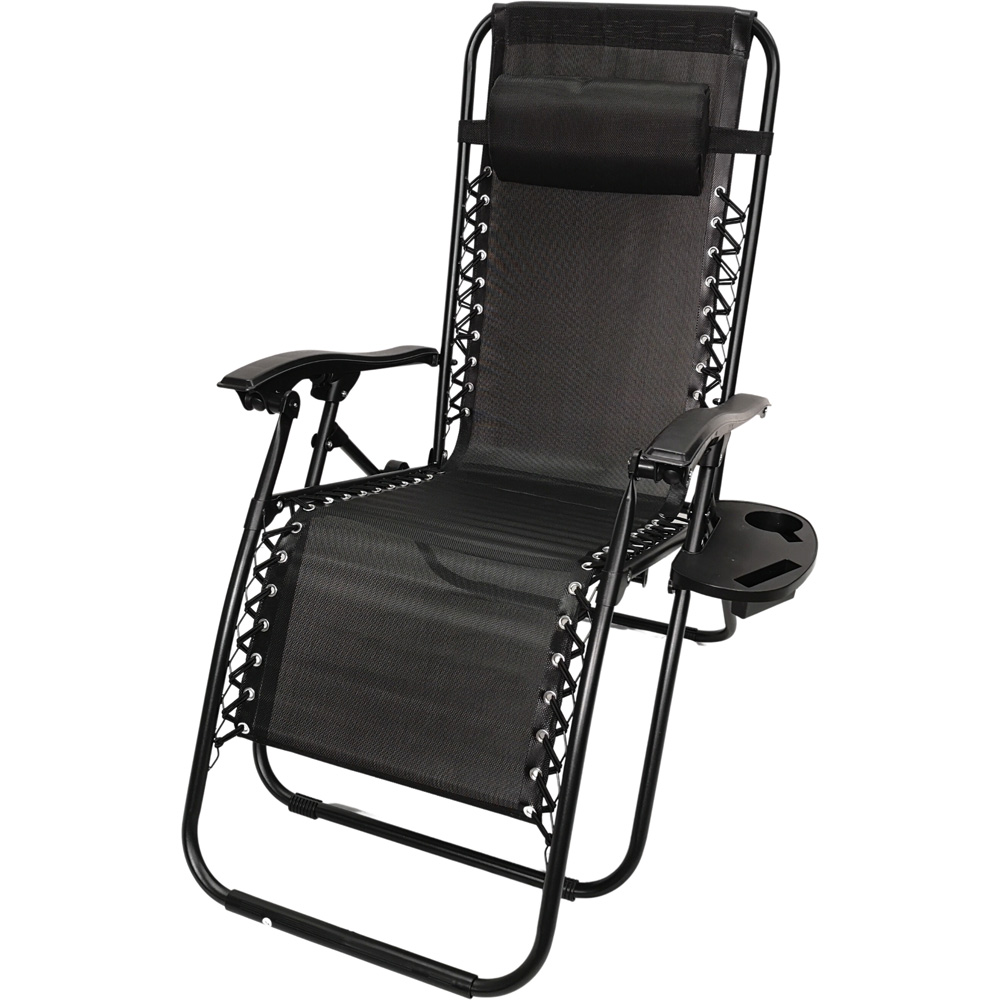 Samuel Alexander Black Reclining Textoline Garden Lounger  Image 2