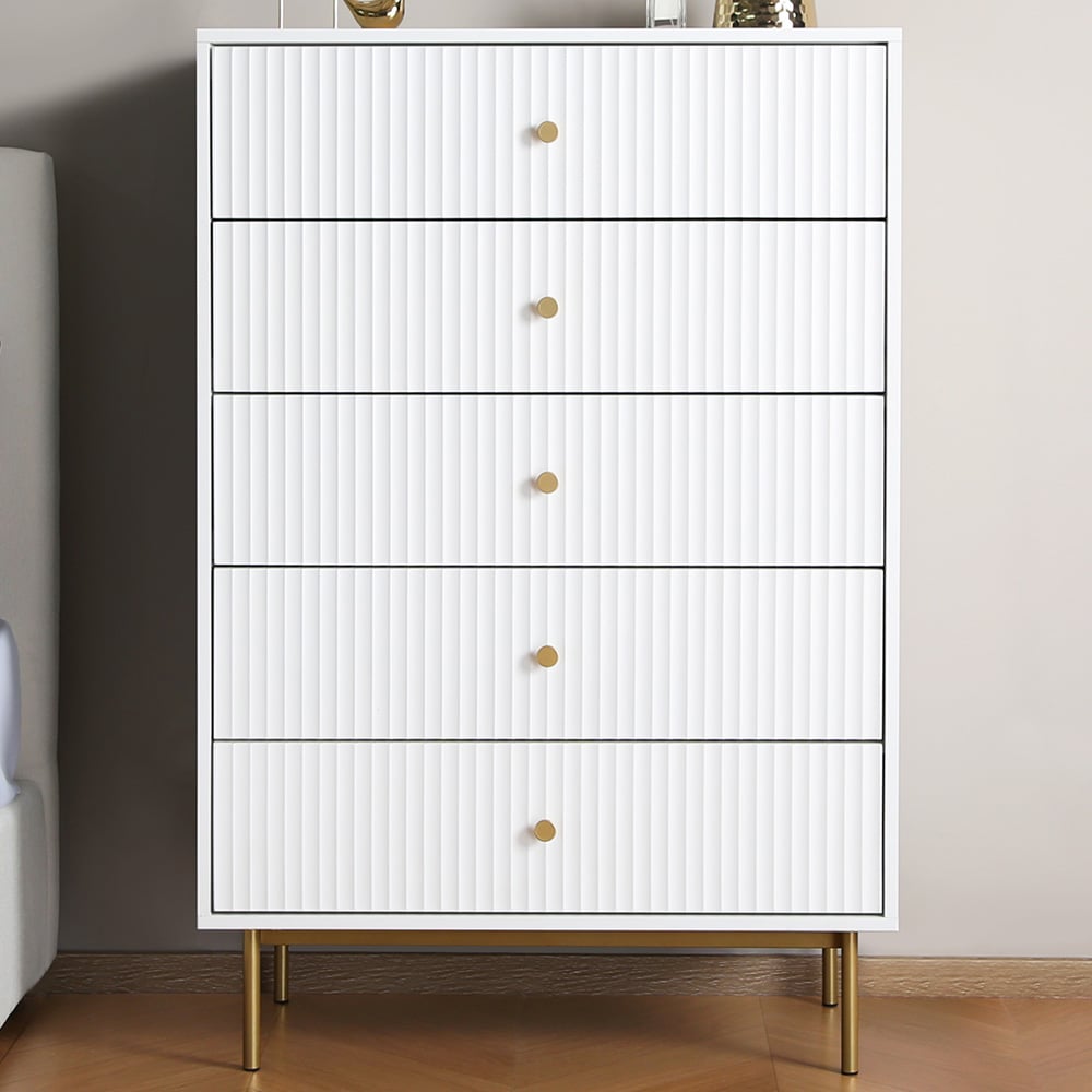 Devon 5 Drawer White Chest of Drawers Image 1