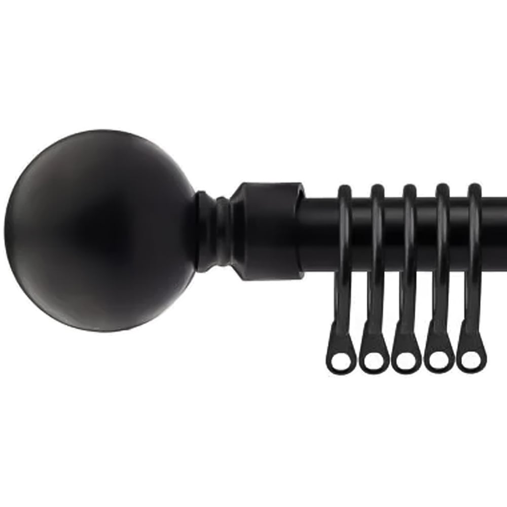 New Edge Blinds 120-210cm Extendable Black Sphere Metal Curtain Pole Image
