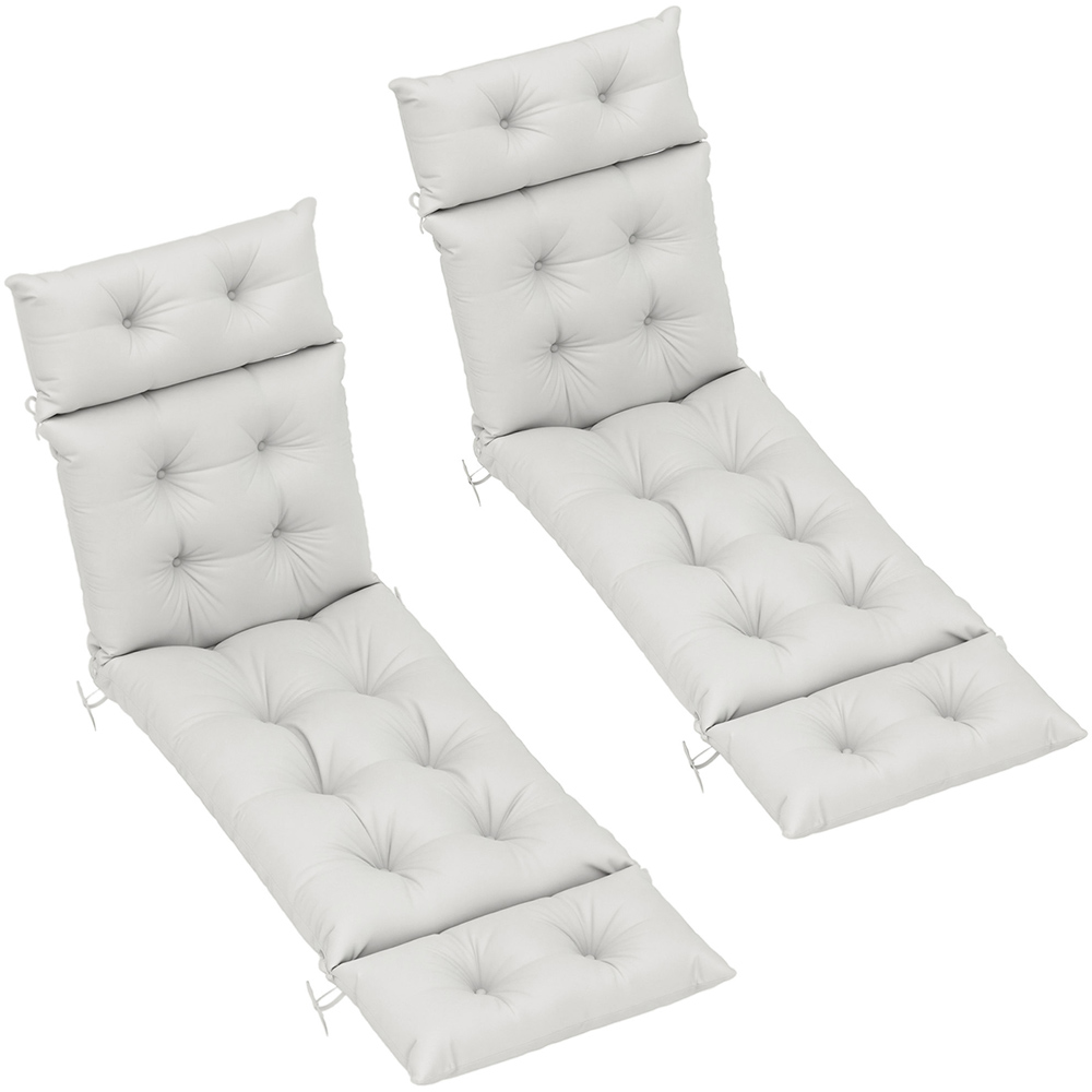 Outsunny Set of 2 Light Grey Sun Lounger Cushion Image 1