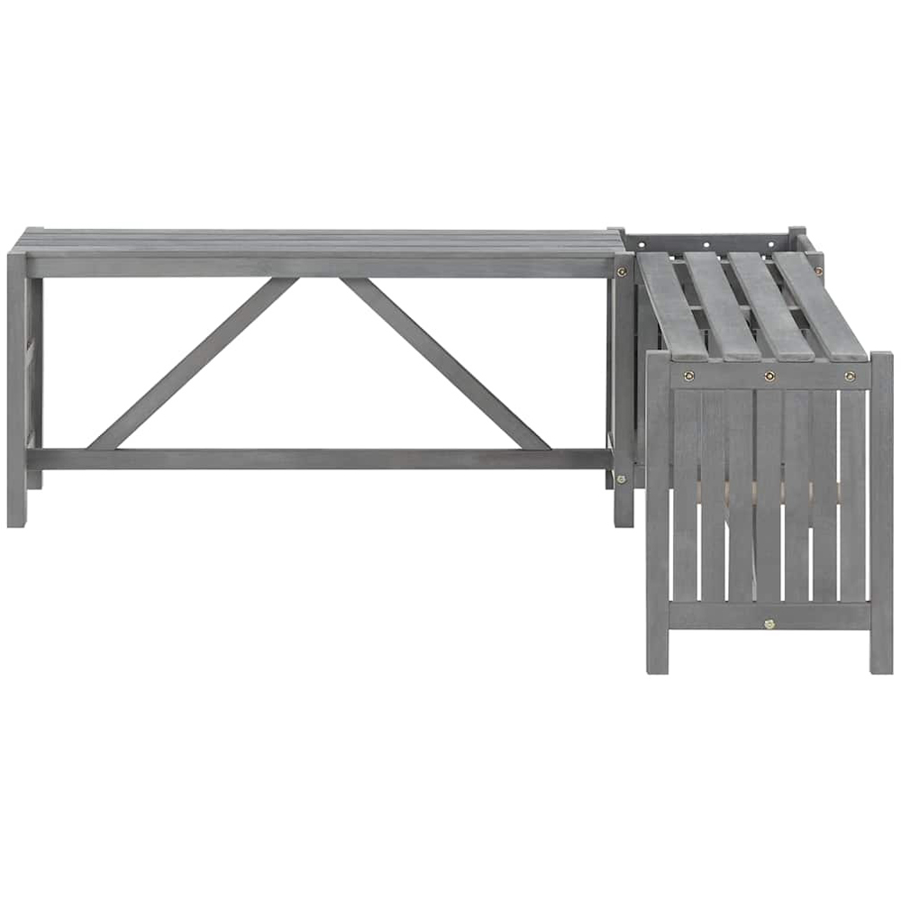 Walplus Grey Solid Acacia Wood Corner Garden Bench with Planter 117cm Image 3