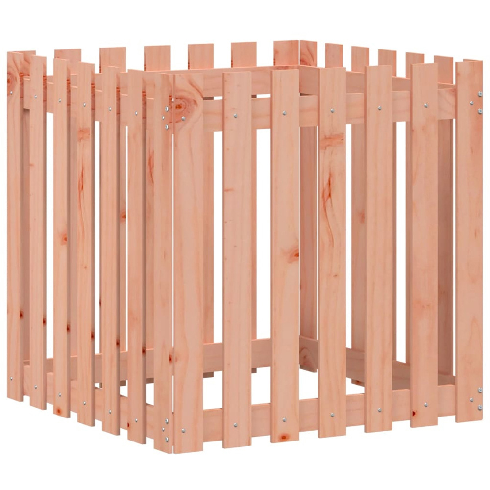 vidaXL Natural Solid Douglas Wood Fence Design Garden Planter 70 x 70 x 70cm Image 1