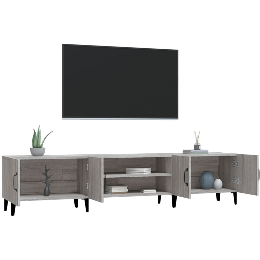 vidaXL 4 Door 2 Shelf Grey Sonoma TV Cabinet Image 5