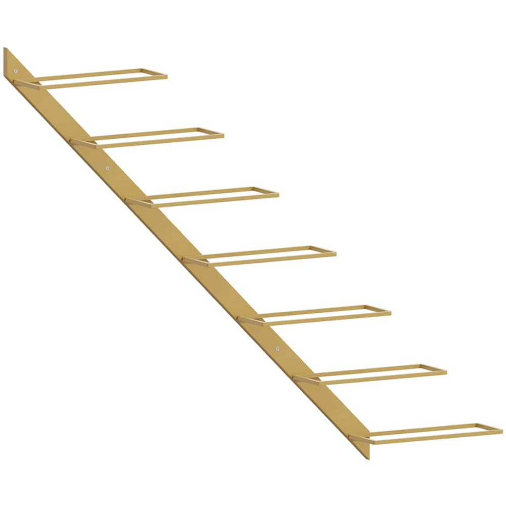 vidaXL 7 Bottle Gold Ladder Style Wall Mounted Wine Rack Set of 2 Image 1