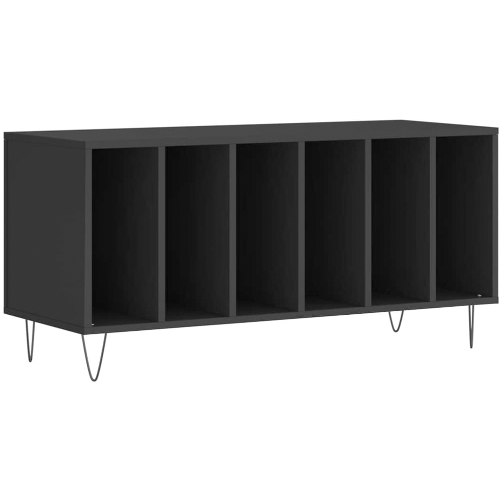 vidaXL 6 Shelf Black Record Cabinet Image 2
