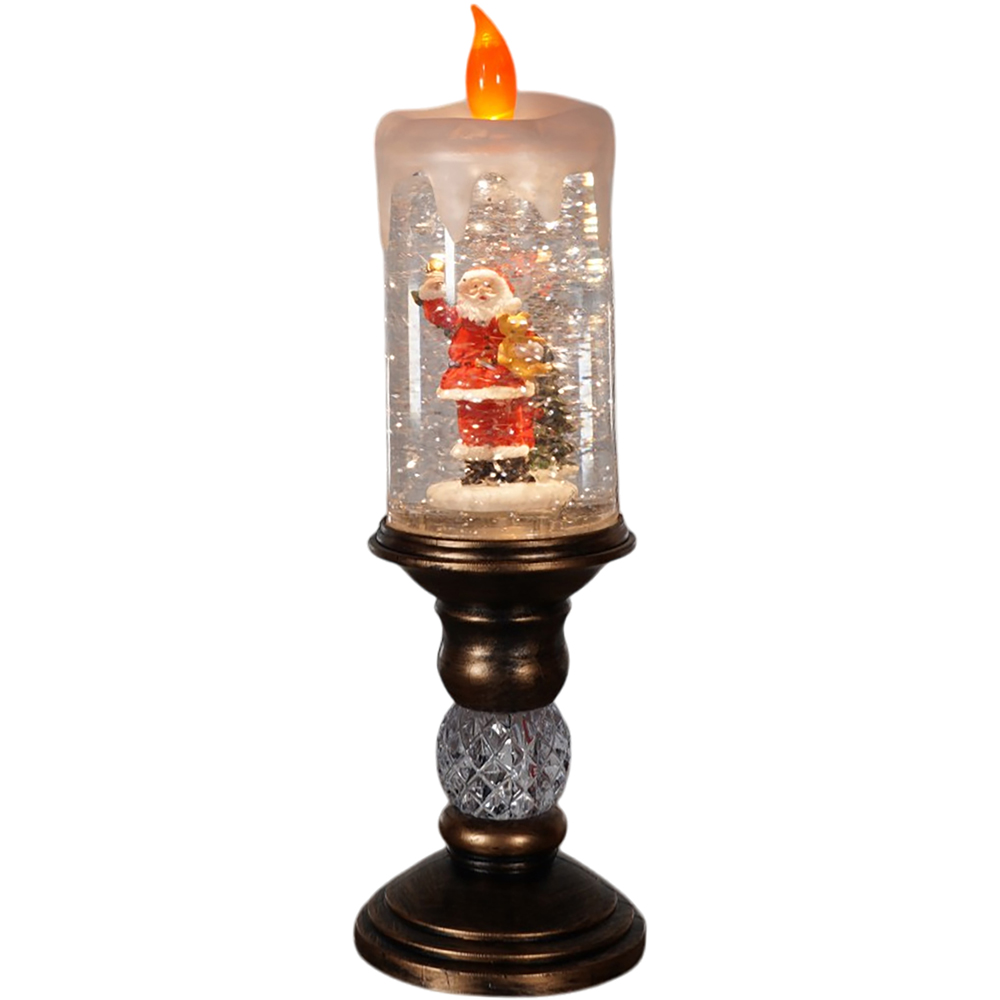 Xmas Haus Snow Swirl Glitter LED Candle Christmas Decoration 27cm Image 1